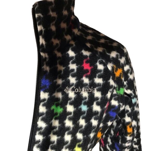Columbia Zip up Fleece, Fits a Small woman, but Youth 10/12 dopamine houndstooth - Picture 6 of 8
